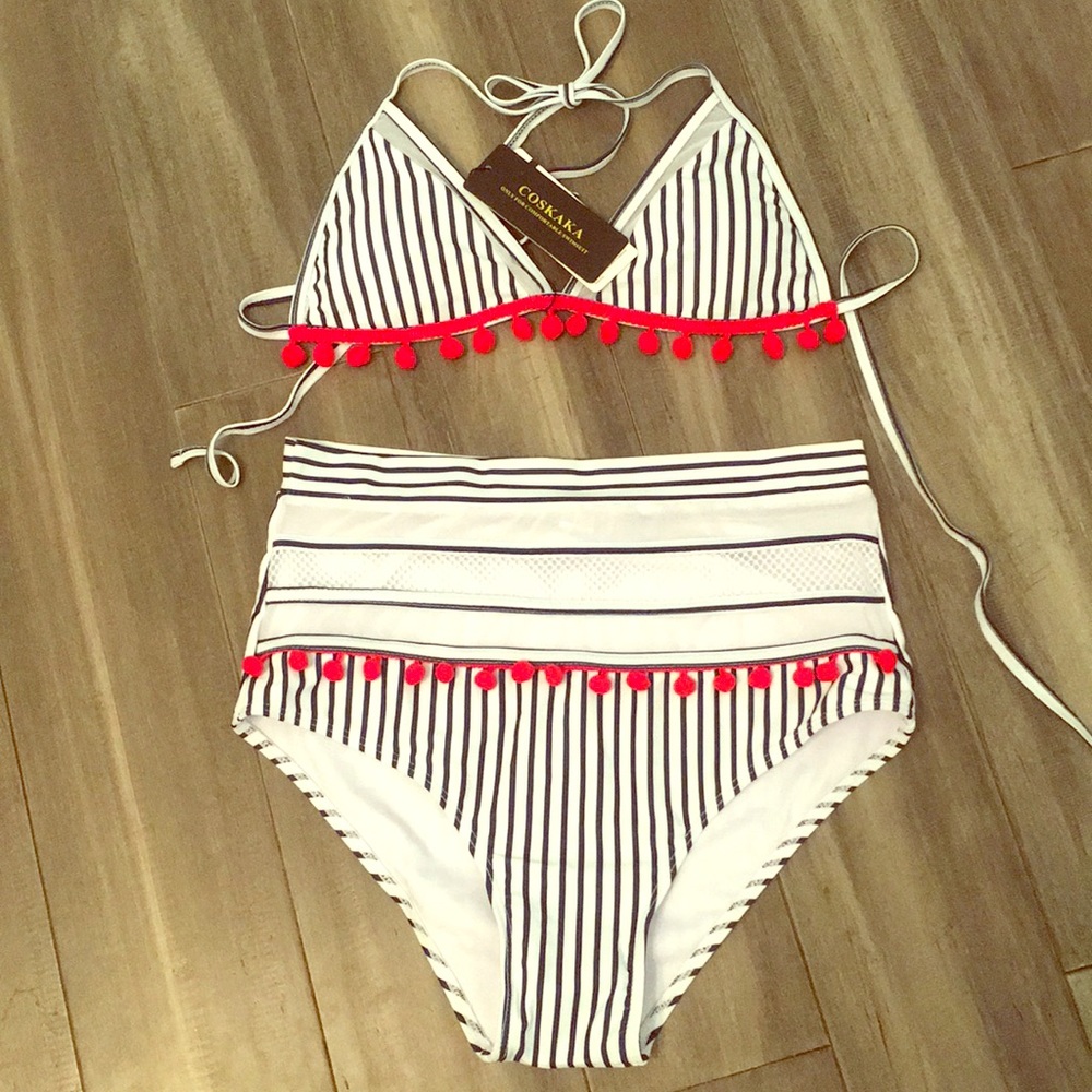 🎉 HOST PICK 🎉 — NWT bikini with Pom-poms!